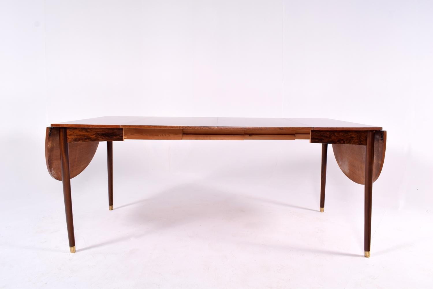 Midcentury Drop-Leaf Dining Table in Rosewood with 2 Extensions 2