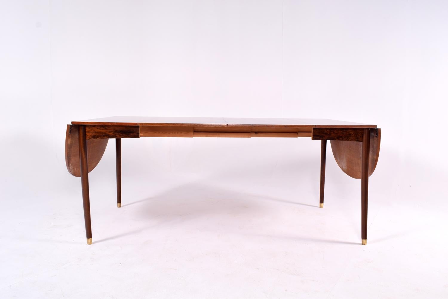 Midcentury Drop-Leaf Dining Table in Rosewood with 2 Extensions 3