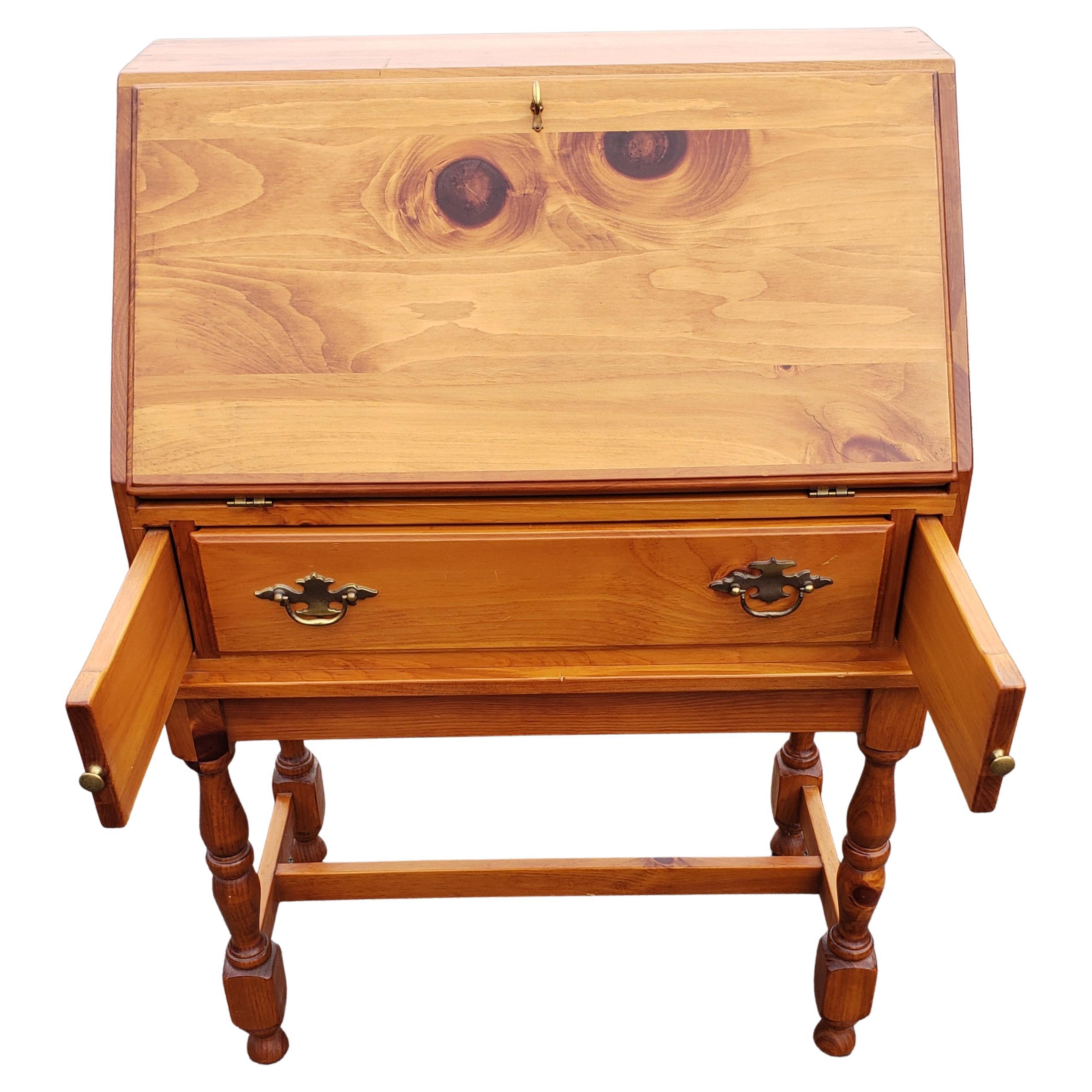 Woodwork Mid-Century Drop-Leaf Slant Front Pine Secretary Desk