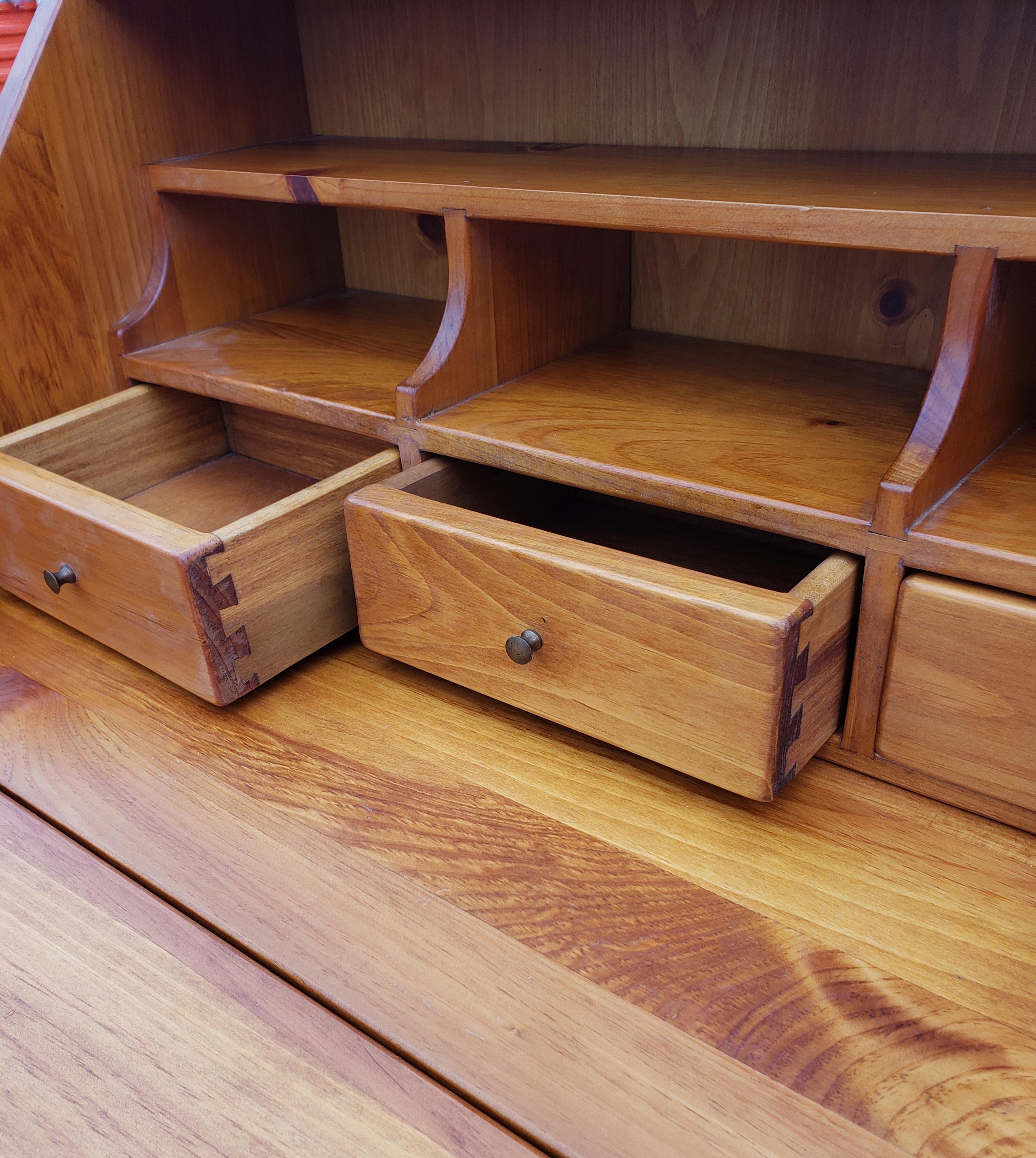 Mid-Century Drop-Leaf Slant Front Pine Secretary Desk 1