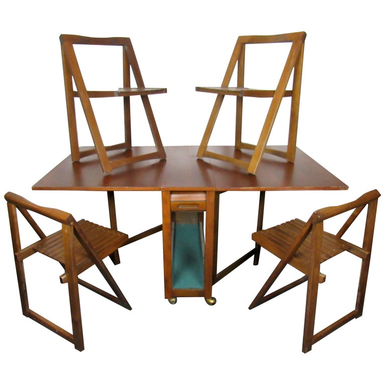 MidCentury Drop Leaf Table and Chair Set For Sale at 1stDibs