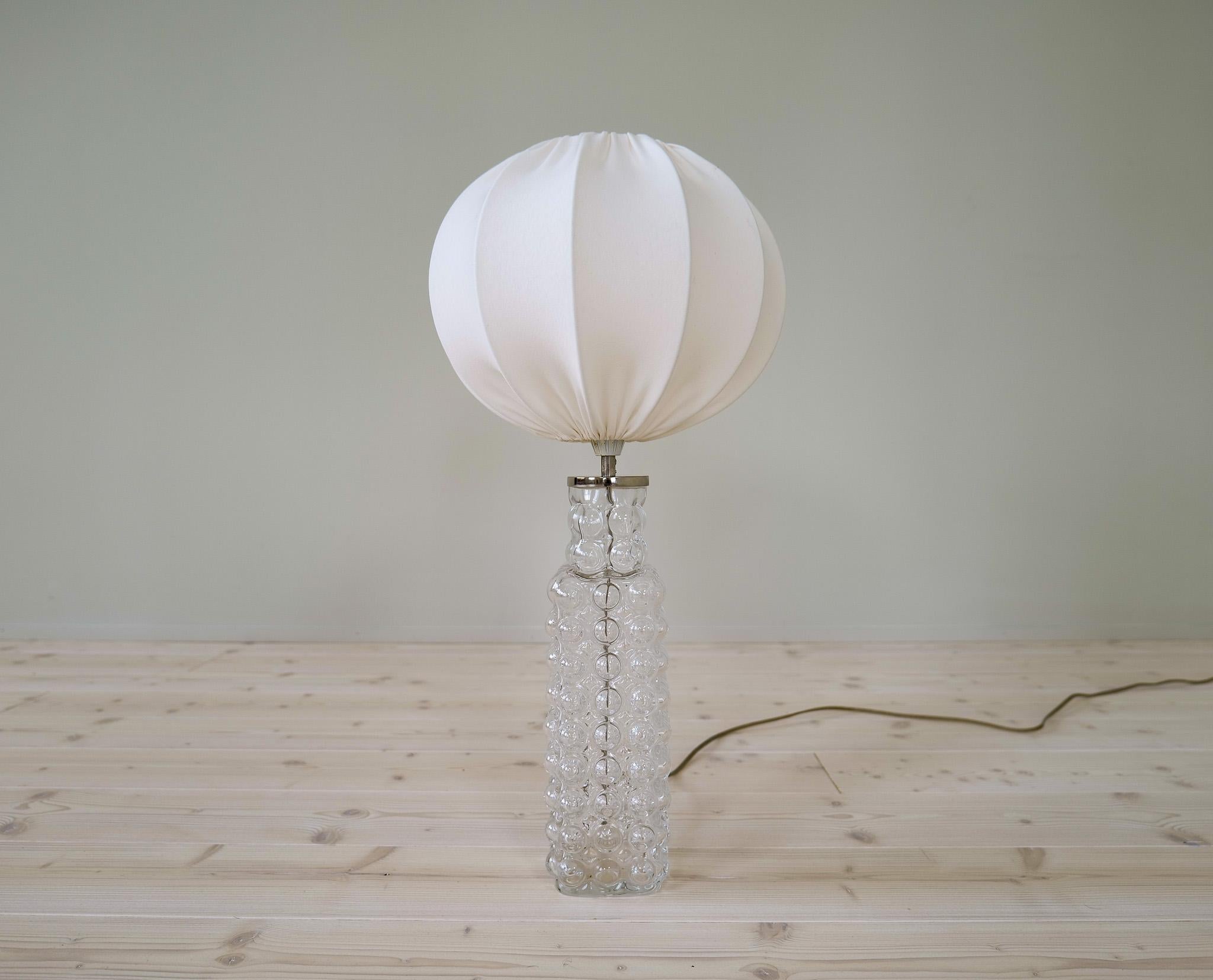 Swedish Midcentury Modern Drop Shaped Crystal Rare Table Lamp Orrefors by Carl Fagerlund For Sale