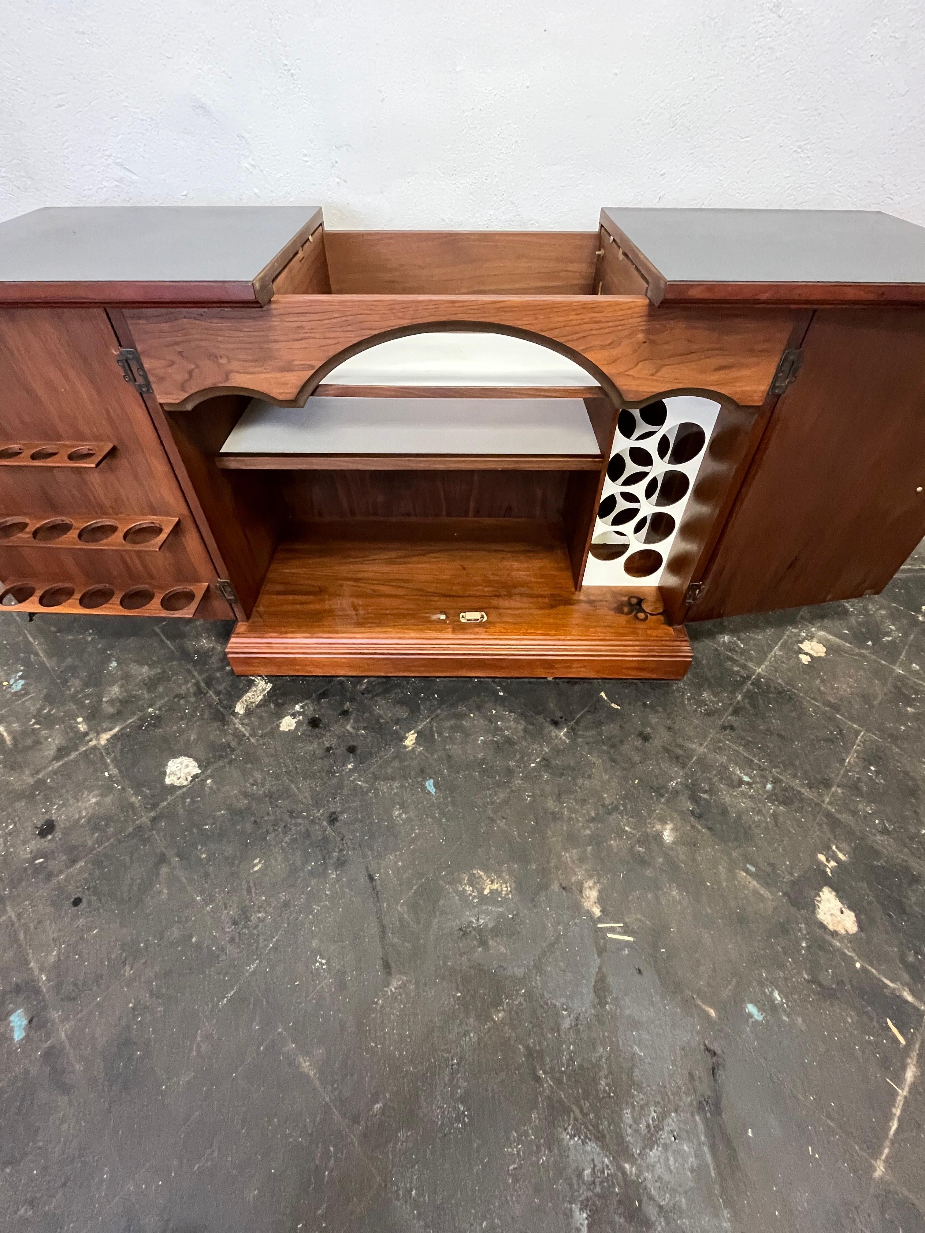 Mid Century Dry Bar Cabinet Walnut 1
