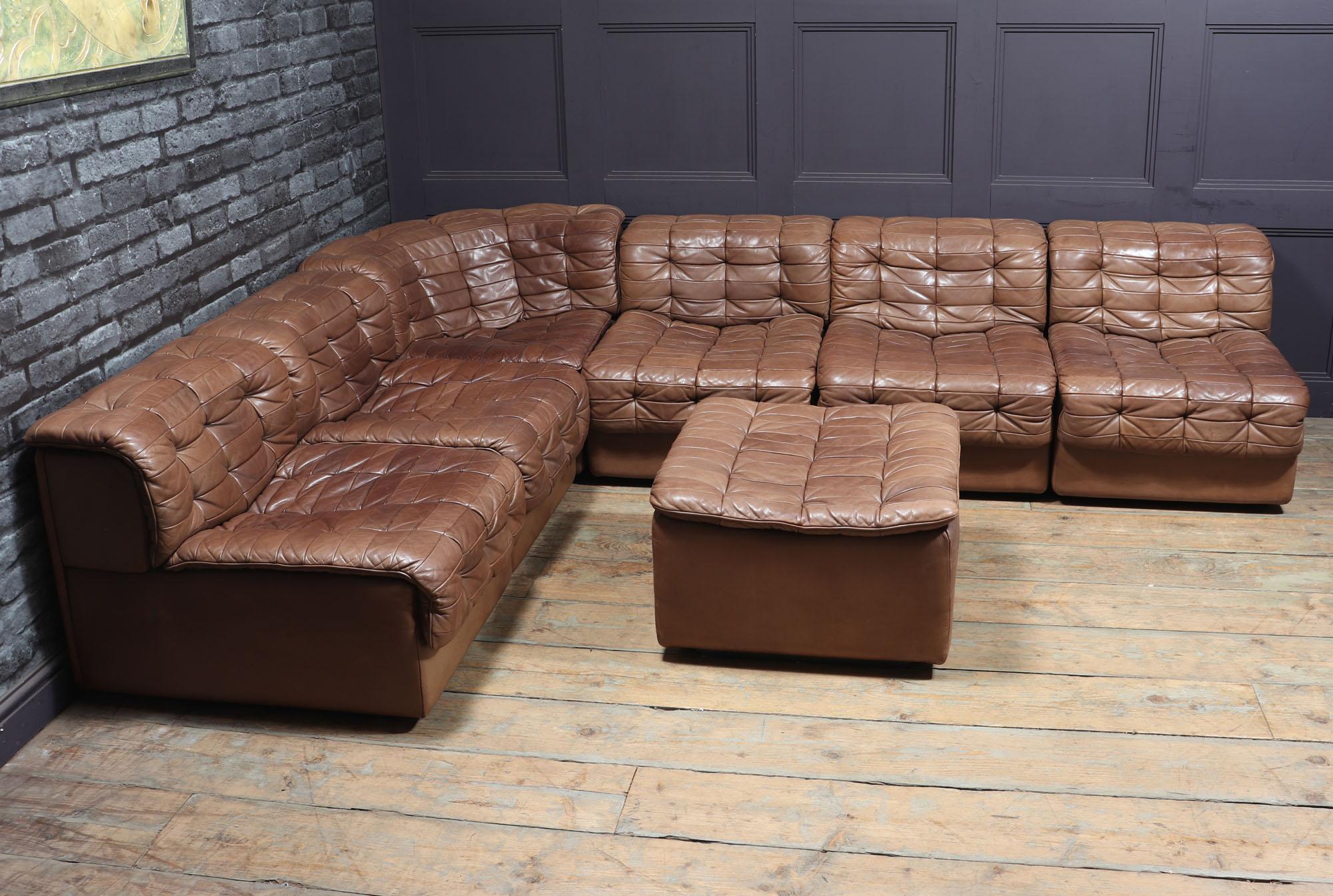 Mid century DS11 Modular Sofa in Tan Leather by De Sede 6
