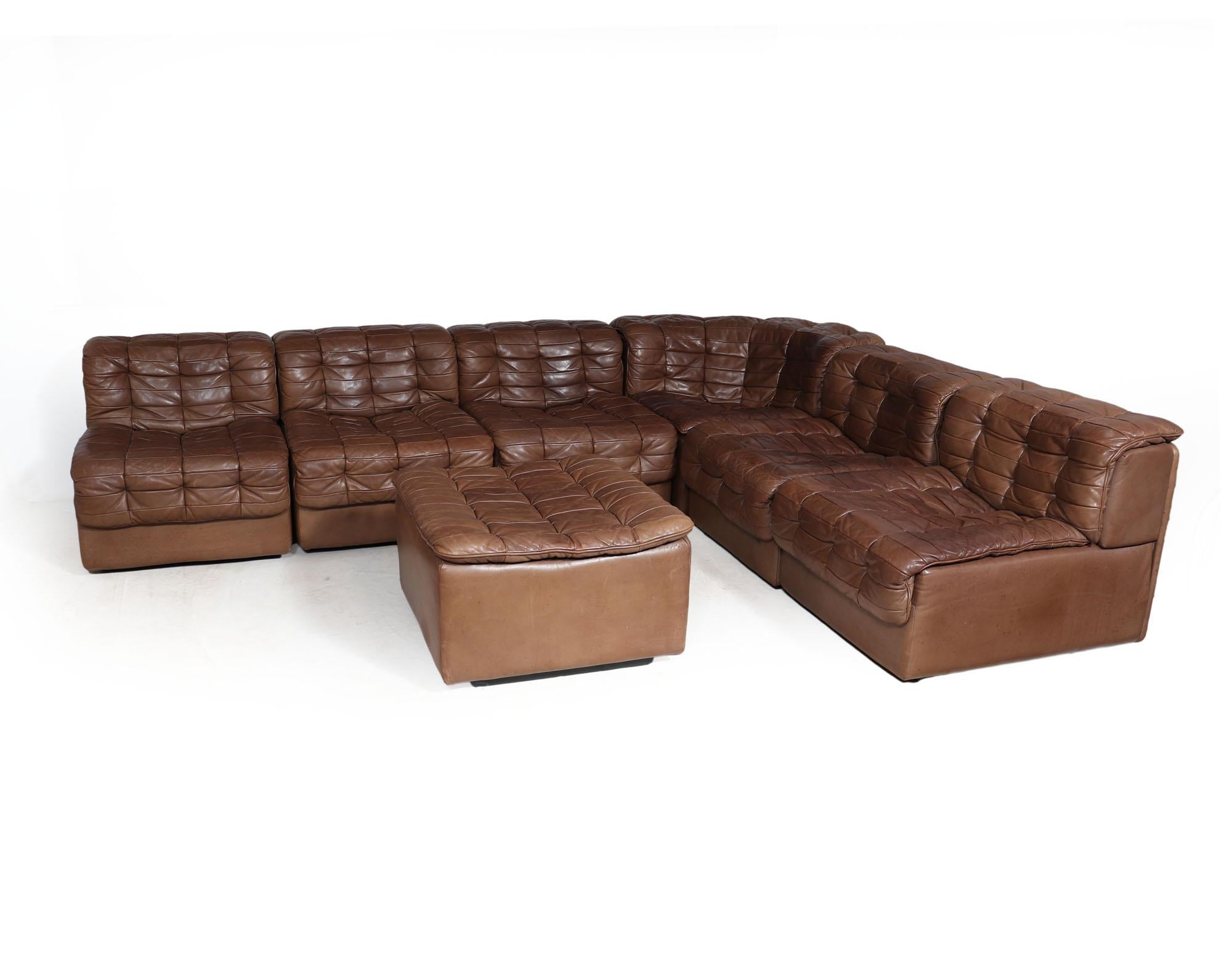 Mid-Century Modern Mid century DS11 Modular Sofa in Tan Leather by De Sede