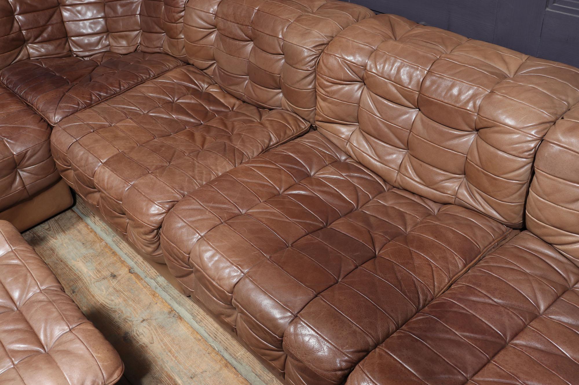 20th Century Mid century DS11 Modular Sofa in Tan Leather by De Sede