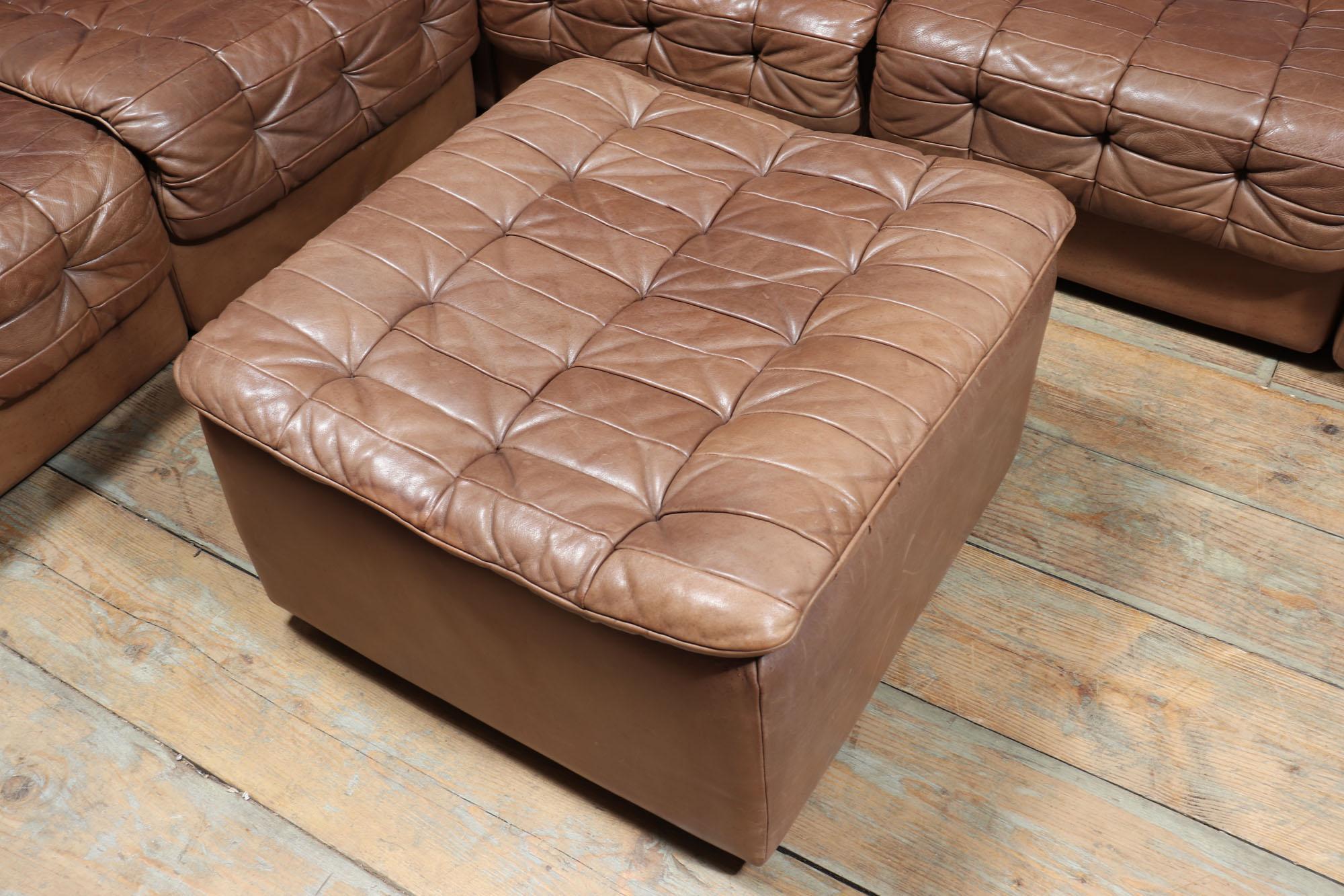 Mid century DS11 Modular Sofa in Tan Leather by De Sede 3