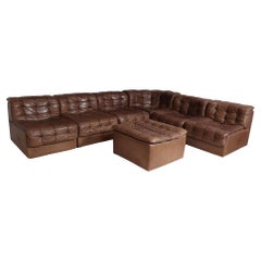 Modulares DS11-Sofa aus braunem Leder von De Sede aus der Mitte des Jahrhunderts