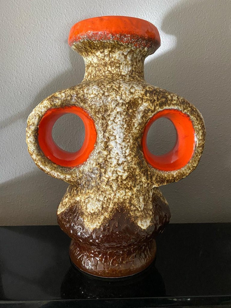 Mid-Century Dümler and Breiden Large Fat Lava Vase For Sale at