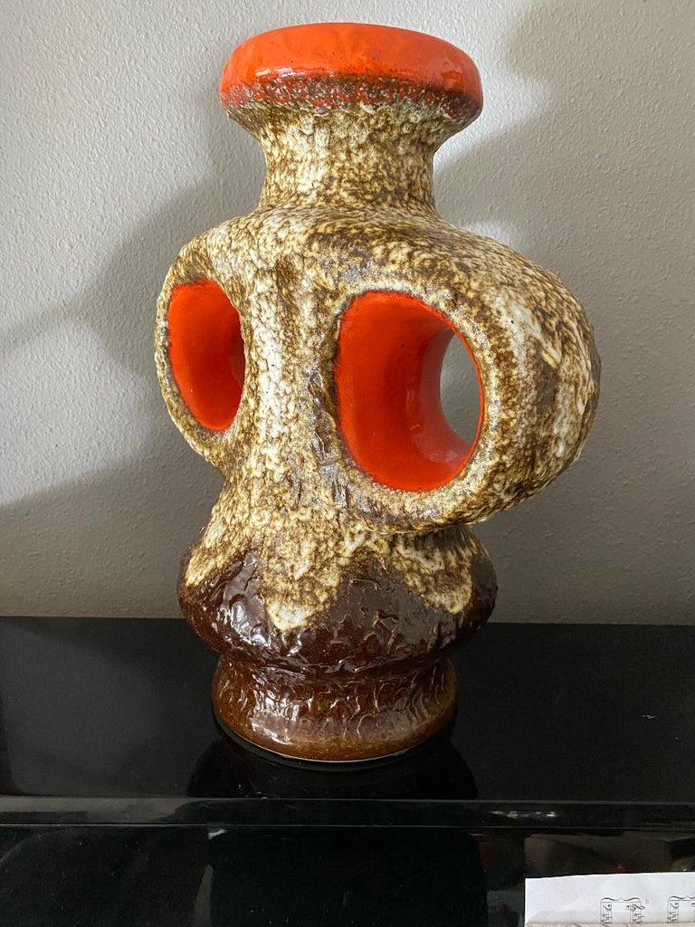 Mid-Century Dümler and Breiden Large Fat Lava Vase For Sale at