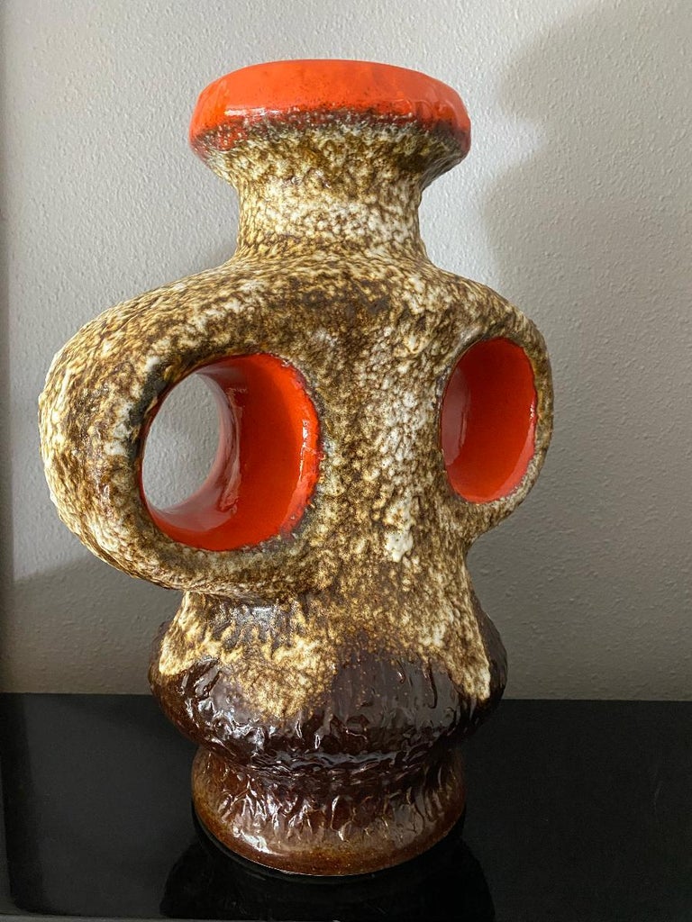Mid-Century Dümler and Breiden Large Fat Lava Vase For Sale at
