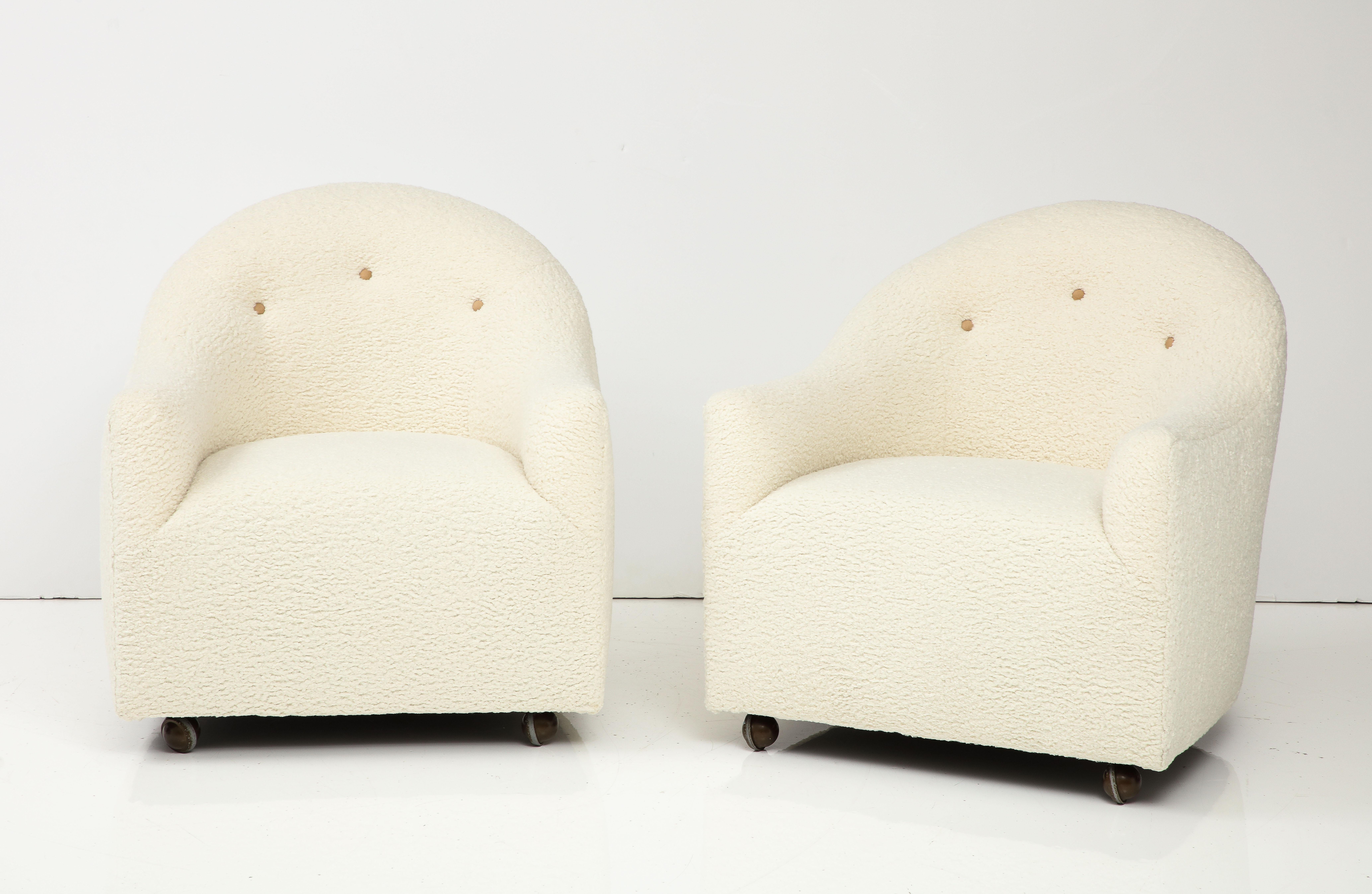 American Mid Century, Cream Lambswool Club Chairs, Dunbar For Sale