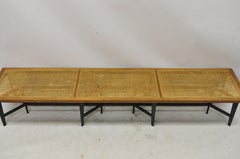 Midcentury Dunbar Edward Wormley Style Long Cane Iron Bench Coffee Table