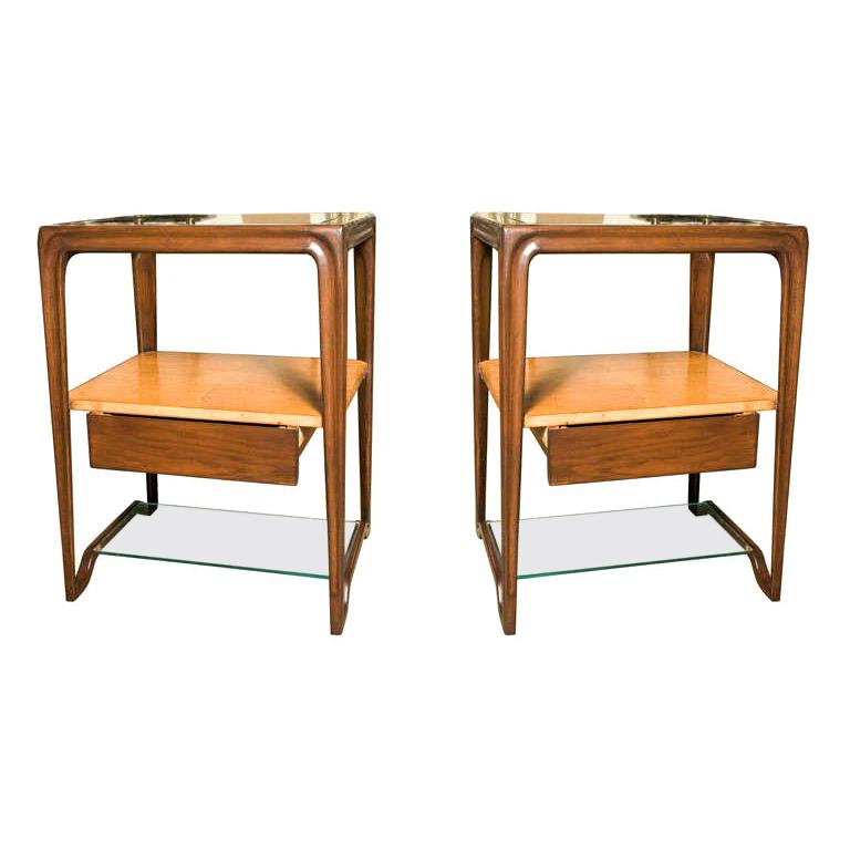 Mid-Century Dunbar Style Pair Night Stands For Sale