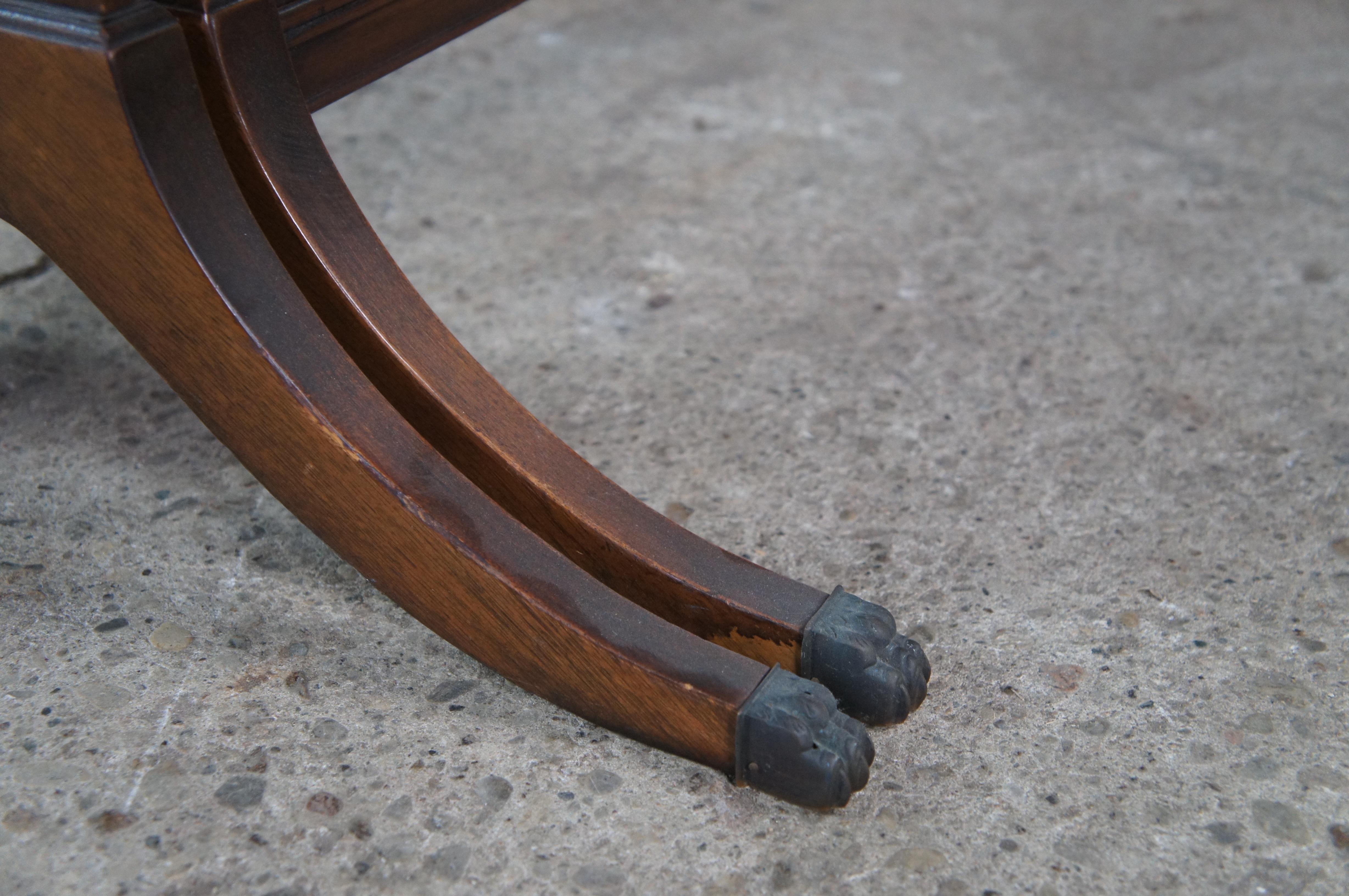 Mid Century Duncan Phyfe Mahogany Tooled Leather Extendable Coffee Table 40-64