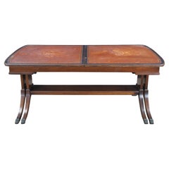 Mid Century Duncan Phyfe Mahogany Tooled Leather Extendable Coffee Table 40-64"