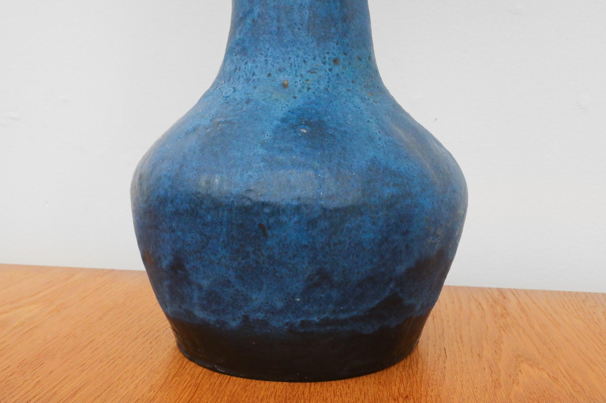 Mid-Century Dutch Blue Ceramic Table Lamp 5