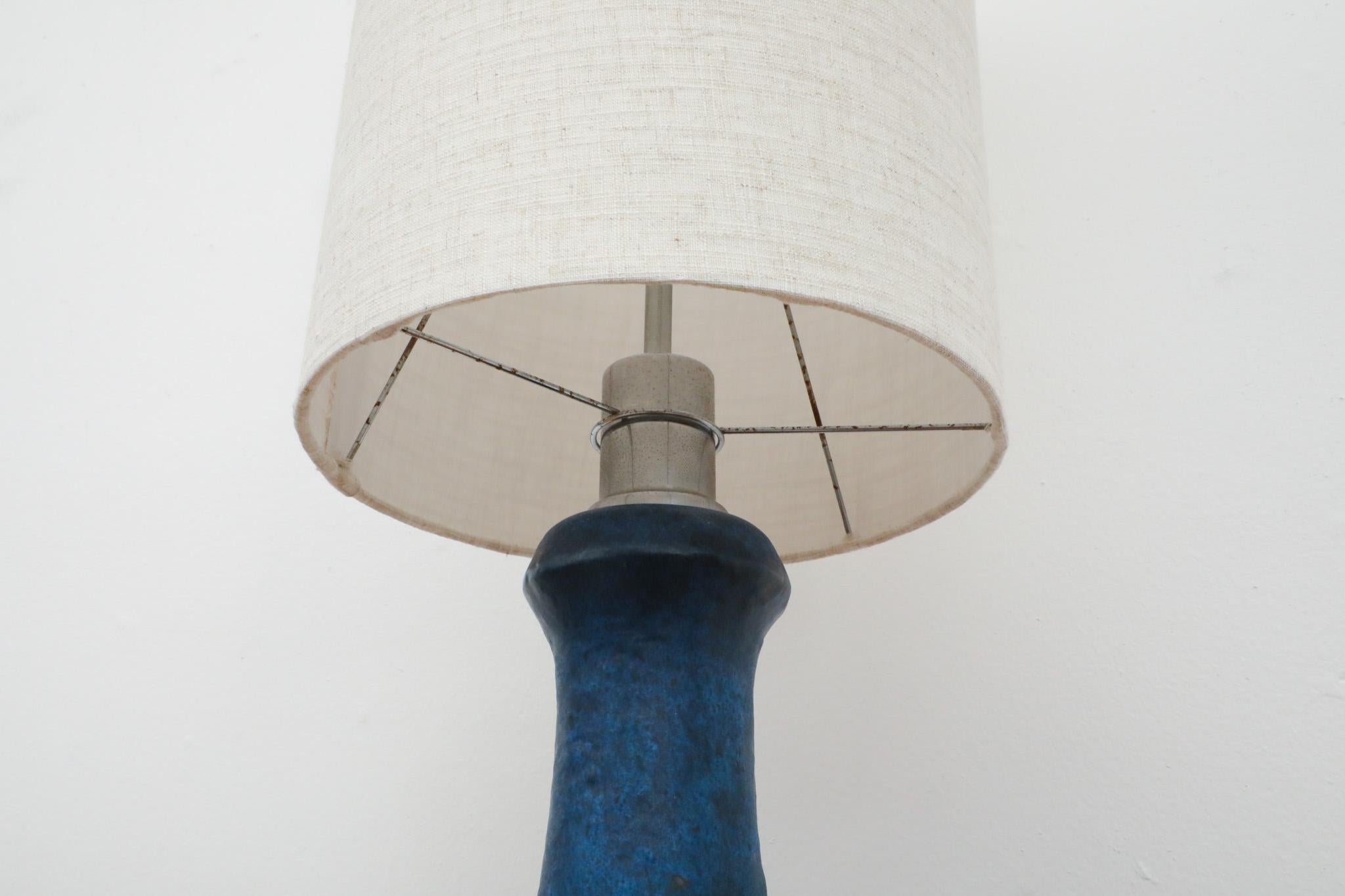 Mid-Century Dutch Blue Ceramic Table Lamp 6