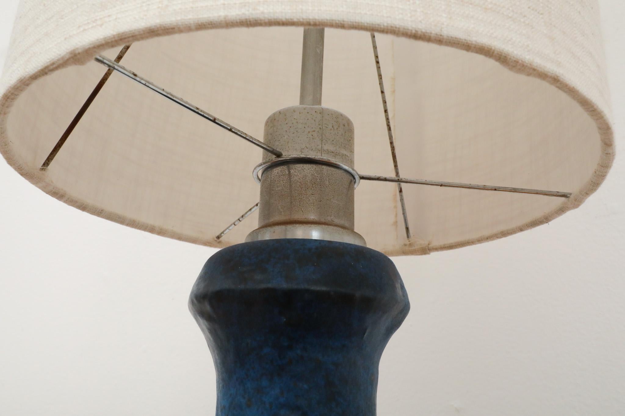 Mid-Century Dutch Blue Ceramic Table Lamp 7