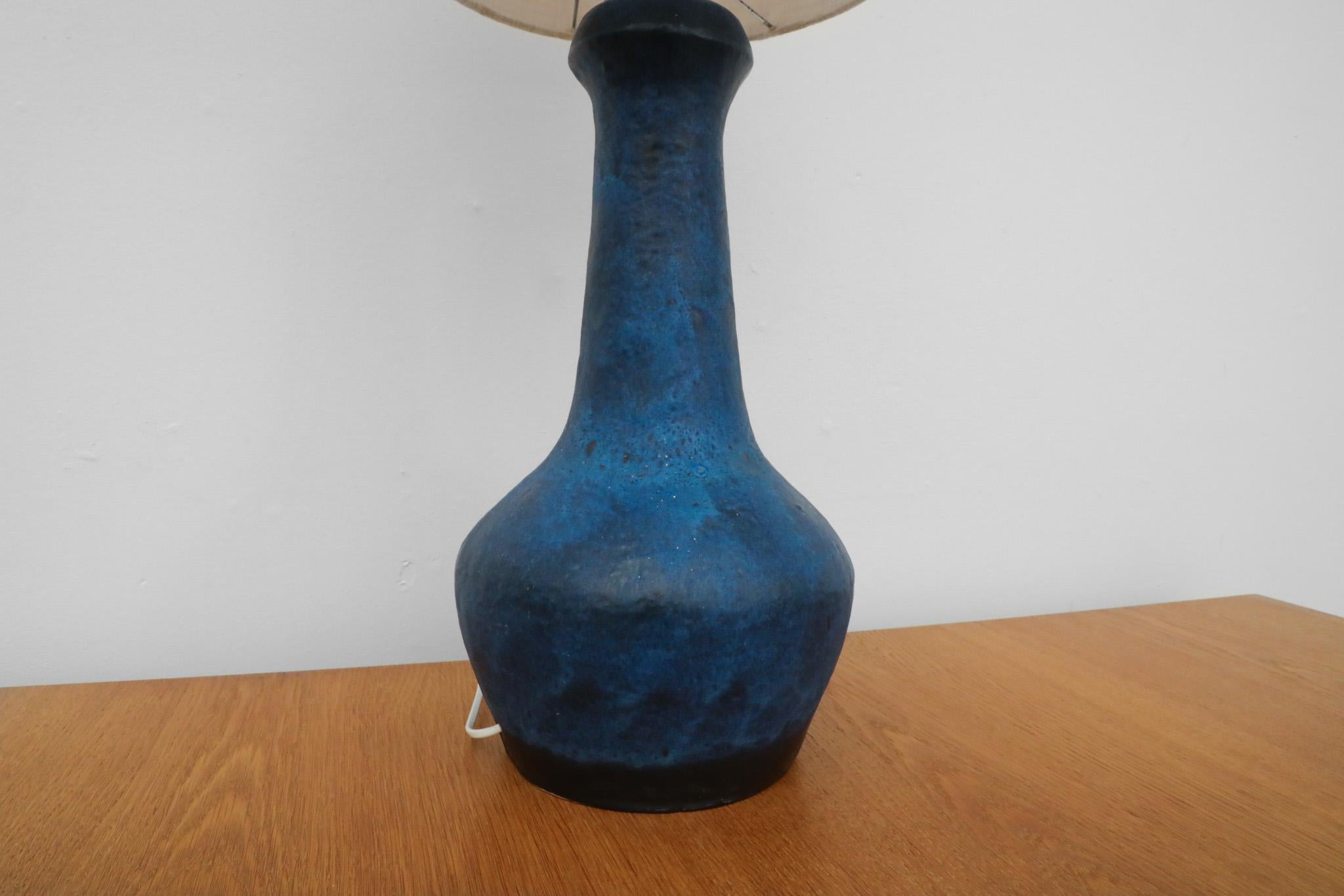 Mid-Century Dutch Blue Ceramic Table Lamp 8