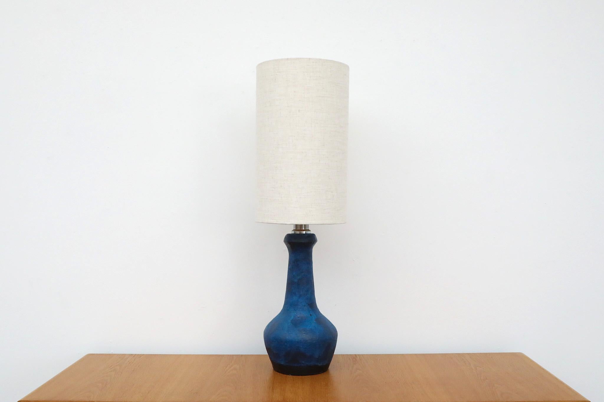 Mid-Century Dutch Blue Ceramic Table Lamp 9