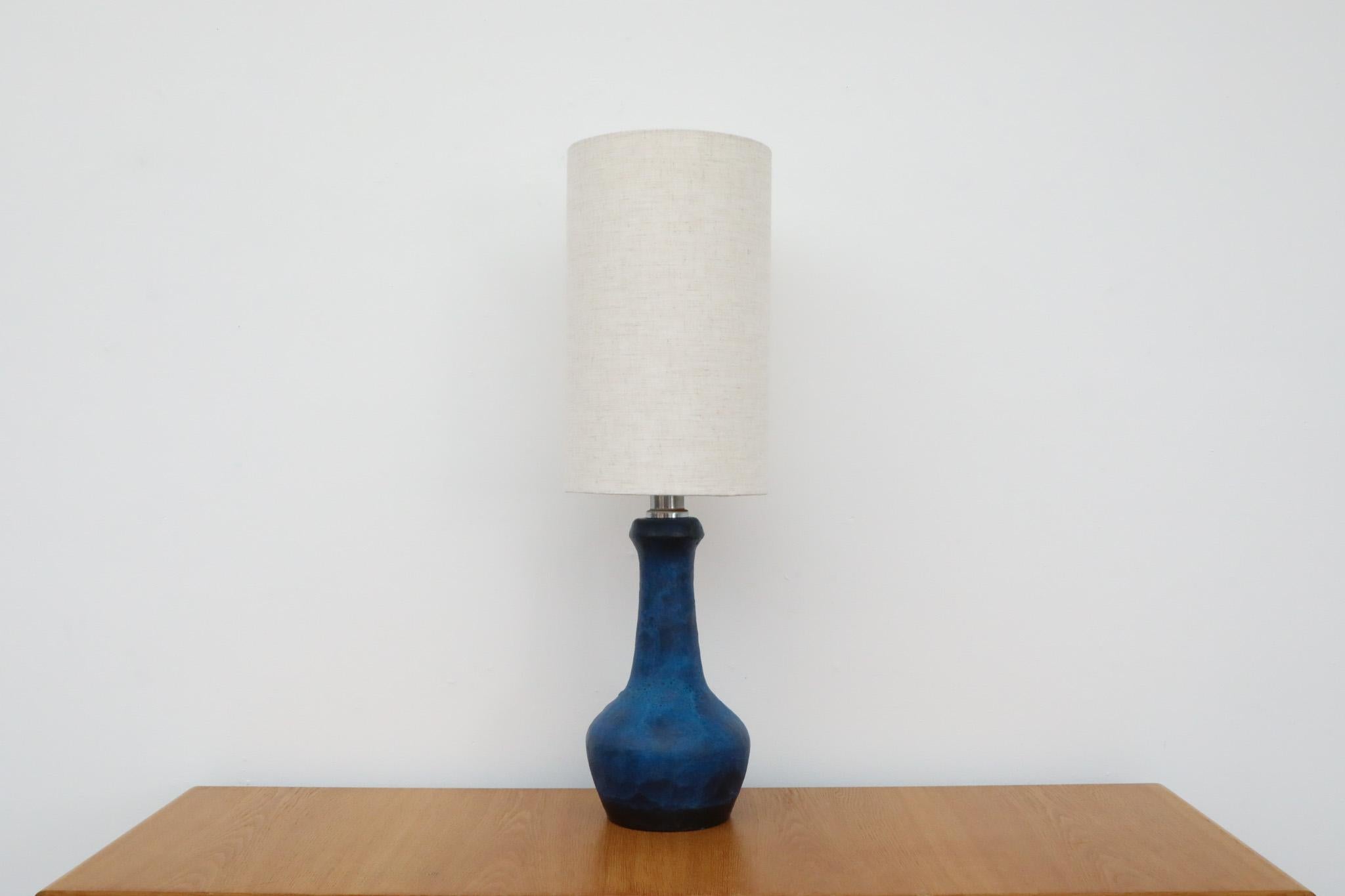 Mid-Century Modern Mid-Century Dutch Blue Ceramic Table Lamp