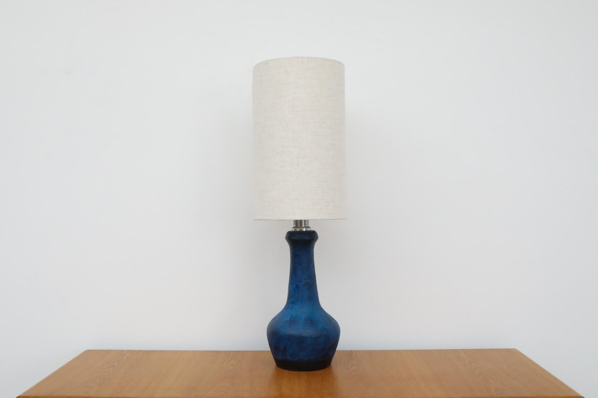 Mid-20th Century Mid-Century Dutch Blue Ceramic Table Lamp