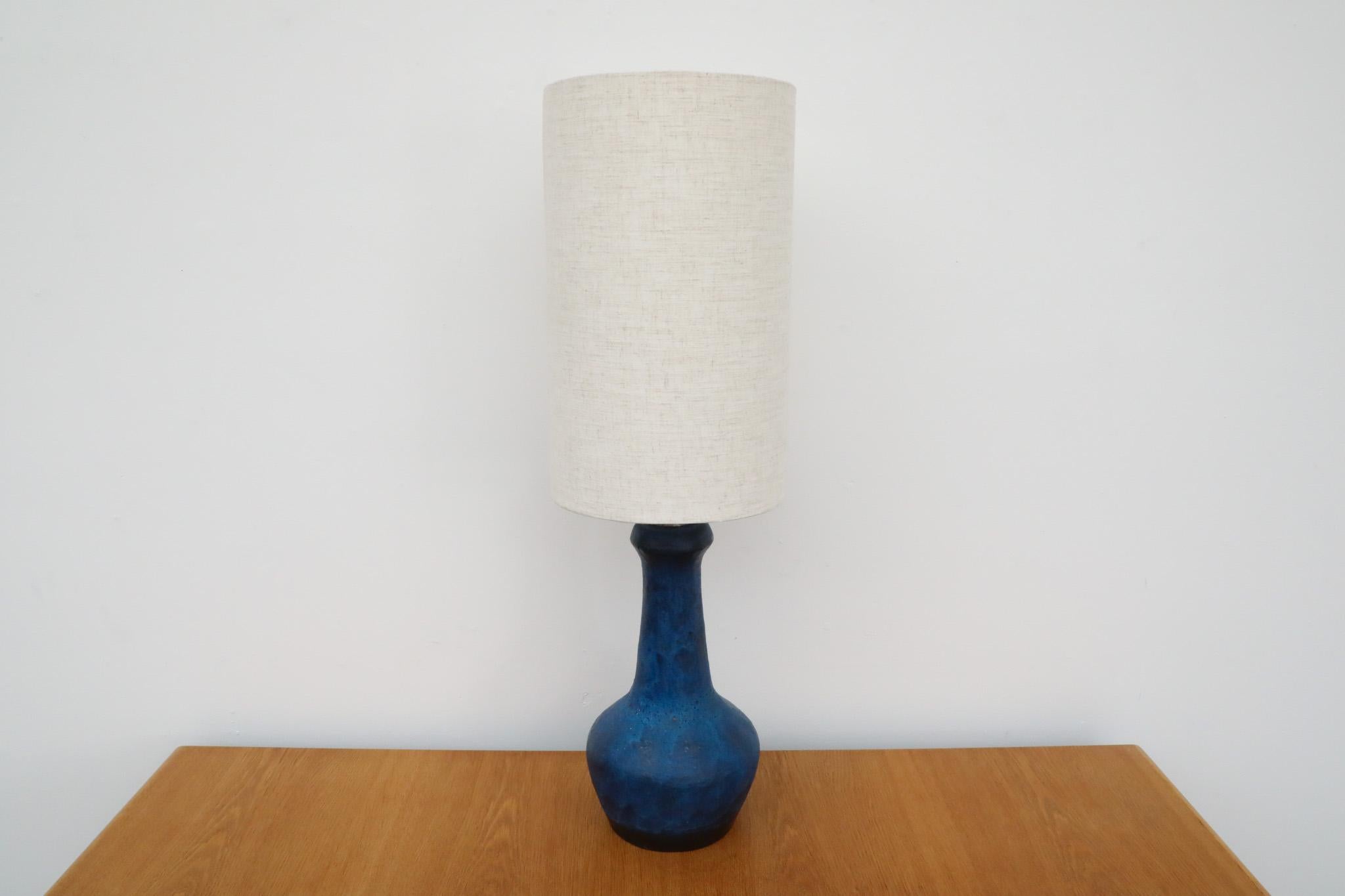Mid-Century Dutch Blue Ceramic Table Lamp 1