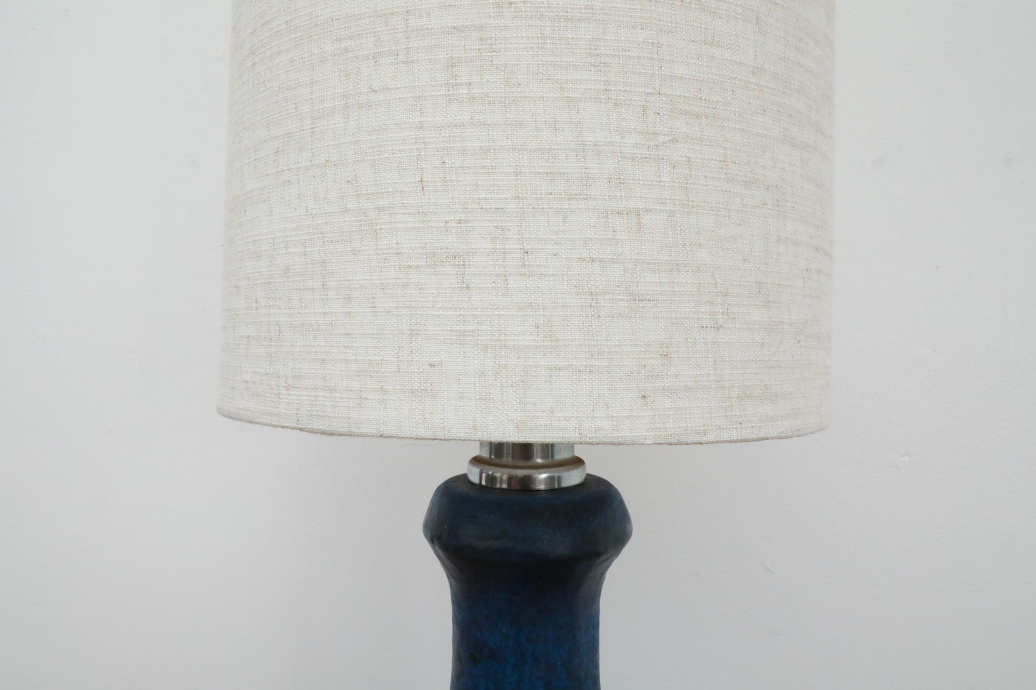 Mid-Century Dutch Blue Ceramic Table Lamp 3