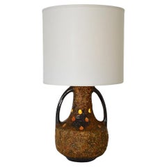 Mid-Century Dutch Ceramic Table Lamp with Cut-Outs and Upper and Lower Bulbs