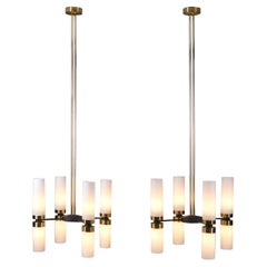 Mid-Century Dutch Chandelier with Opal Glass Shades, the Netherlands 1960s