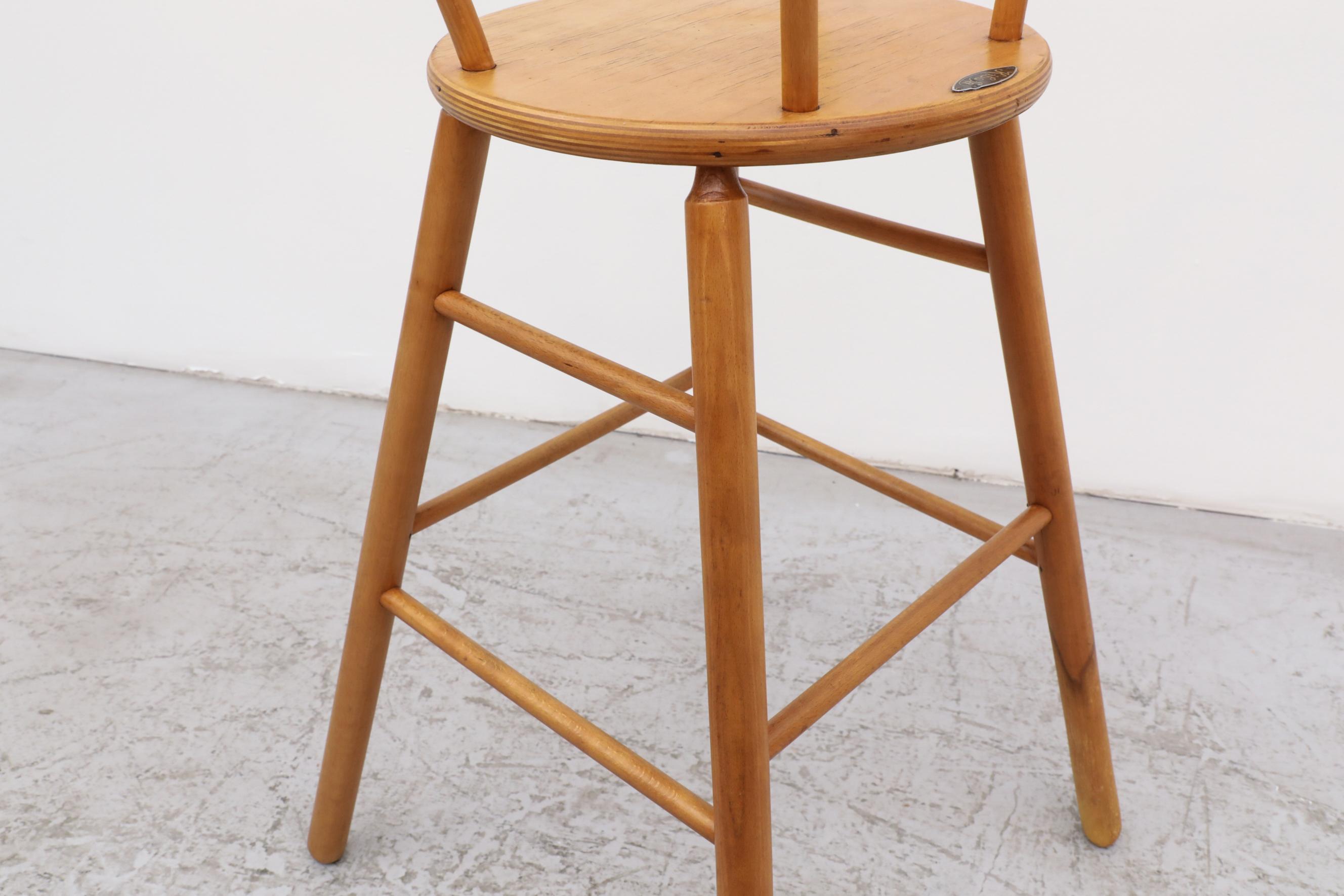 Mid-Century Dutch Children's Spindle Back High Chair in Birch by Kibofa For Sale 7