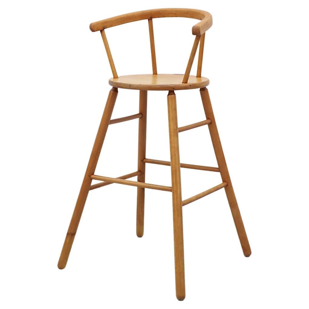 Mid-Century Dutch Children's Spindle Back High Chair in Birch by Kibofa For Sale