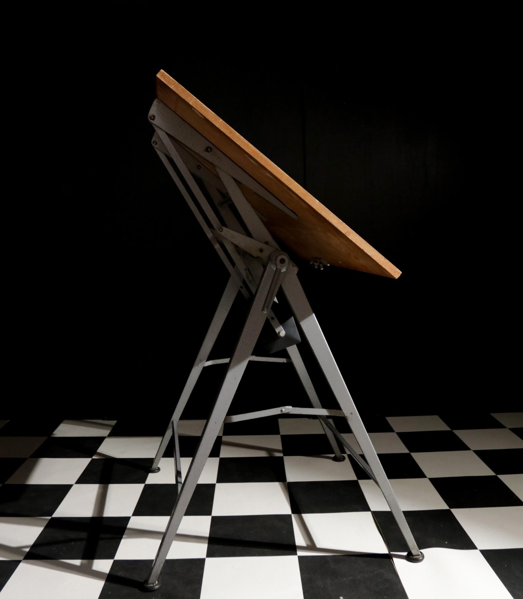 Mid-century Dutch Industrial Design Architect Folding Drafting Table 50 6