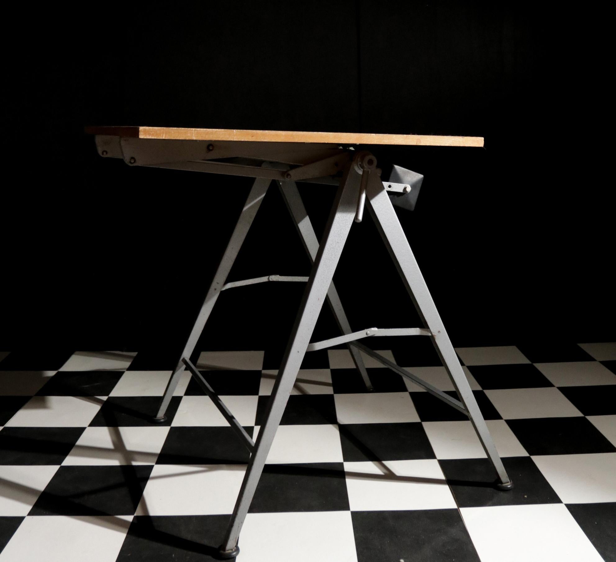 Mid-century Dutch Industrial Design Architect Folding Drafting Table 50 7