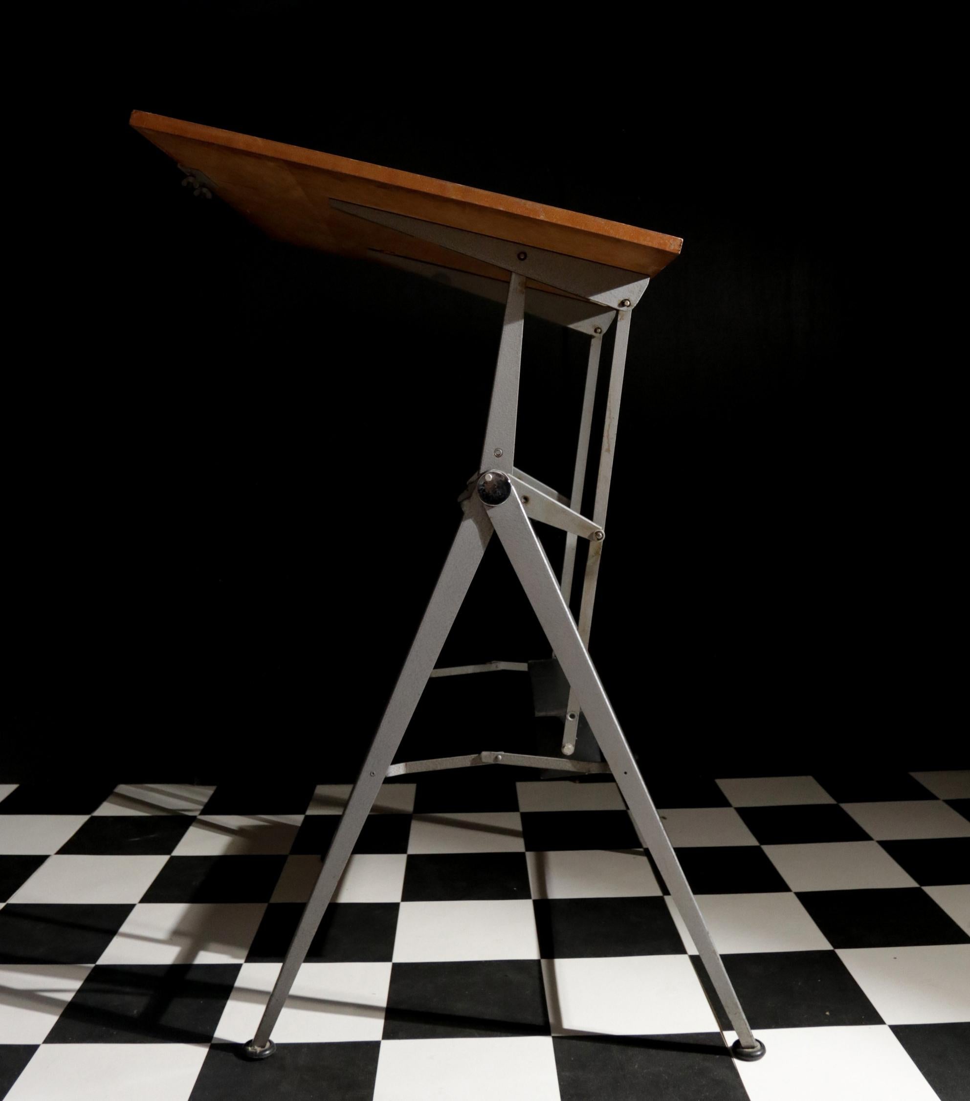 Mid-century Dutch Industrial Design Architect Folding Drafting Table 50 10