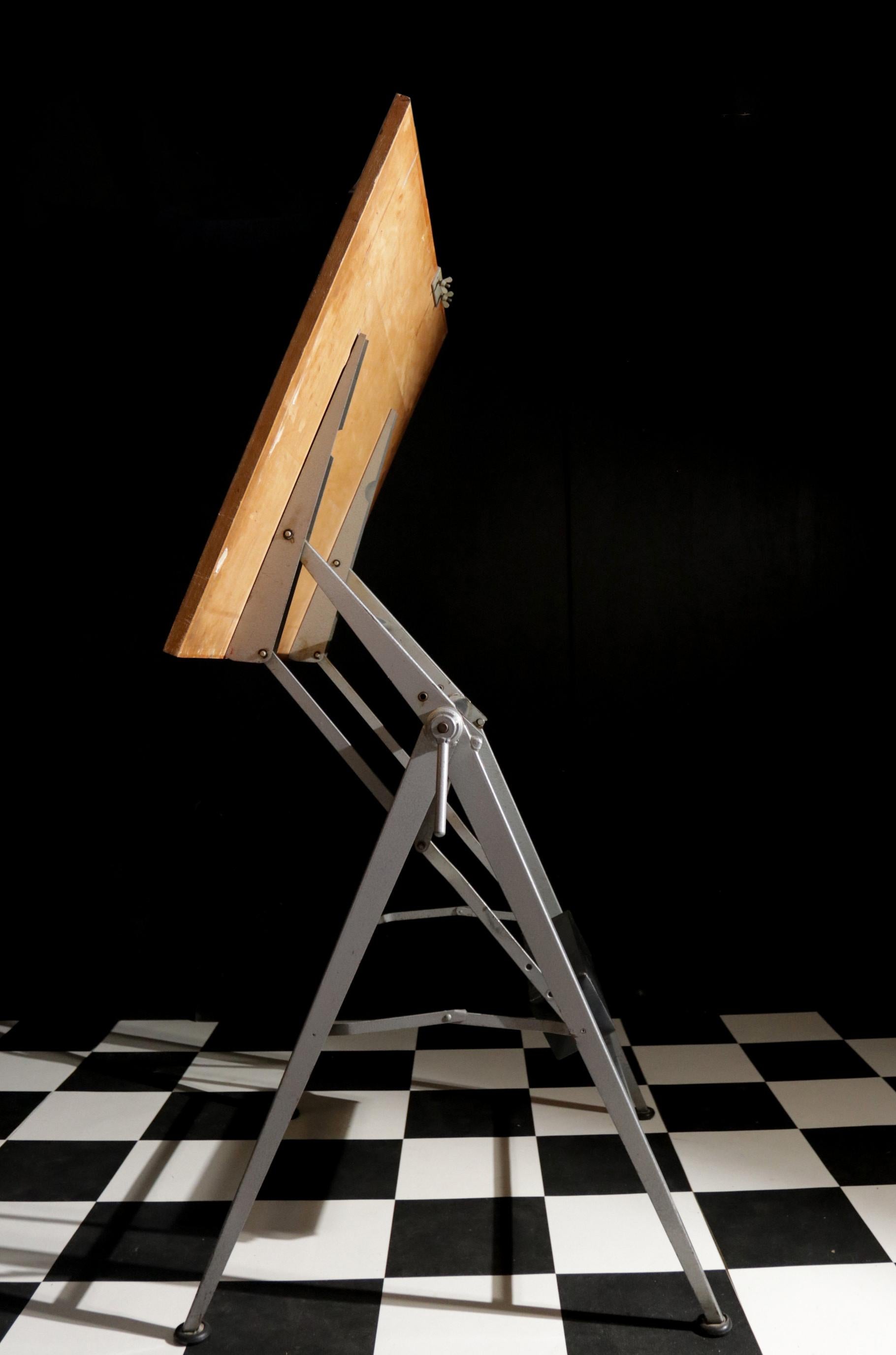 Mid-century Dutch Industrial Design Architect Folding Drafting Table 50 2