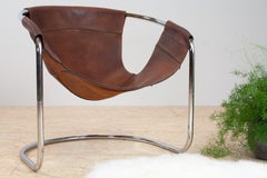 Midcentury Dutch Leather and Tubular Chair by Clemens Claessen, 1965 Ba-As