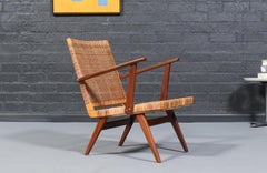 Mid-Century Dutch Modern Cane & Teak Lounge Chair