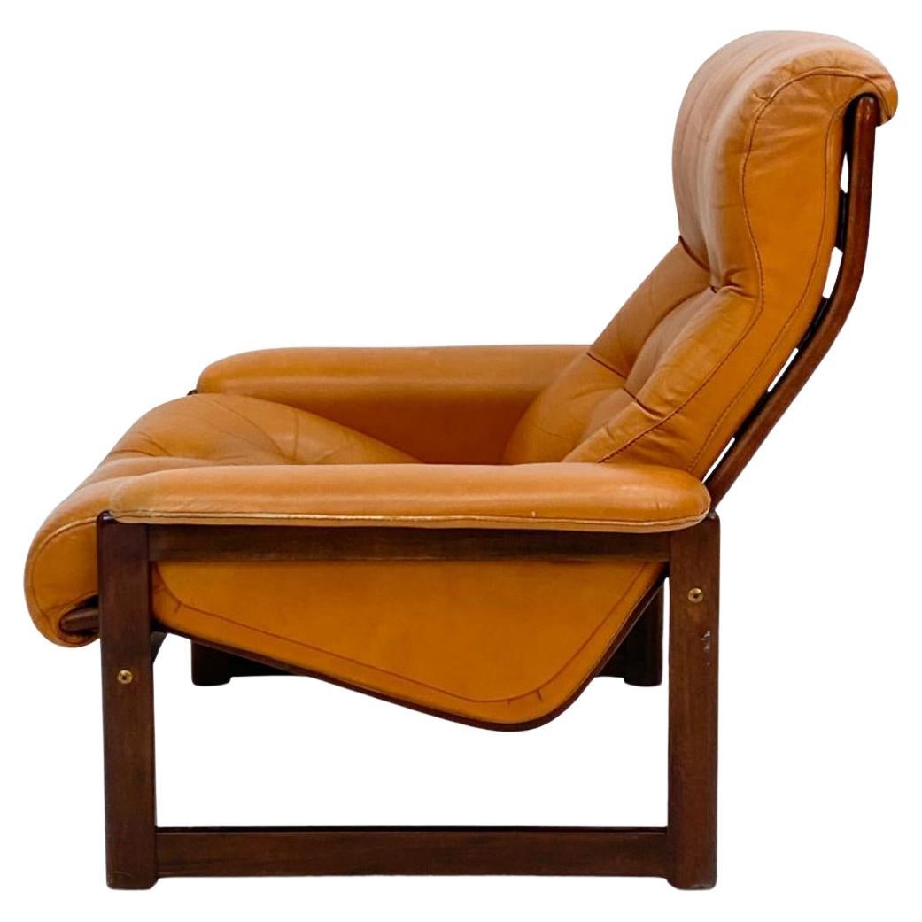 Scandinavian Modern Mid century Dutch modern tufted leather lounge chair and ottoman