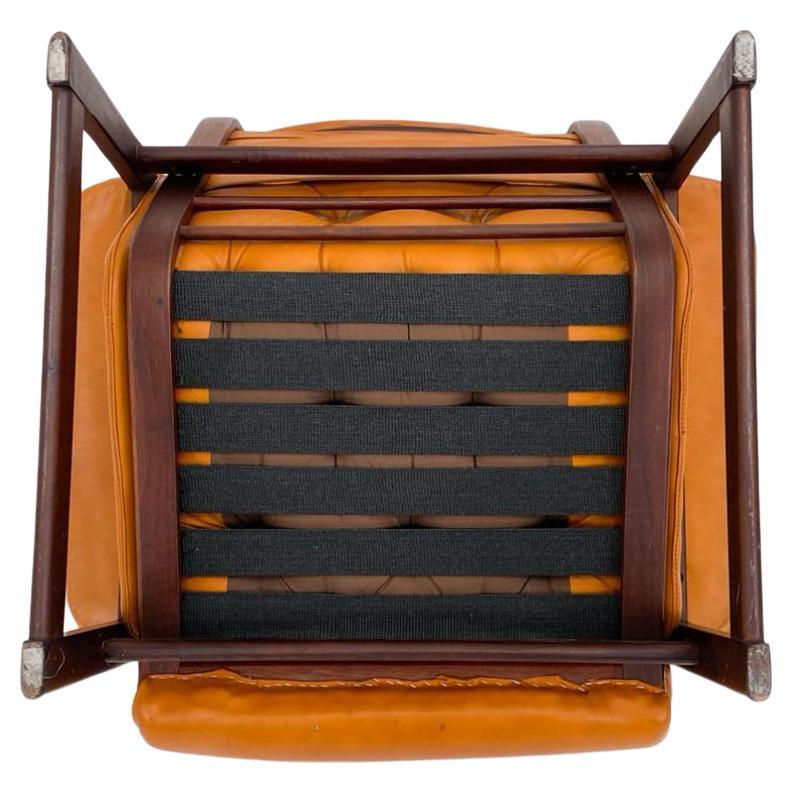 Mid century Dutch modern tufted leather lounge chair and ottoman In Good Condition In BROOKLYN, NY