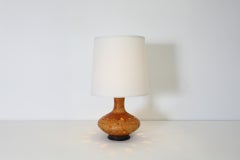 Mid-Century Dutch Orange Glazed Ceramic Table Lamp with Round Cut-Outs