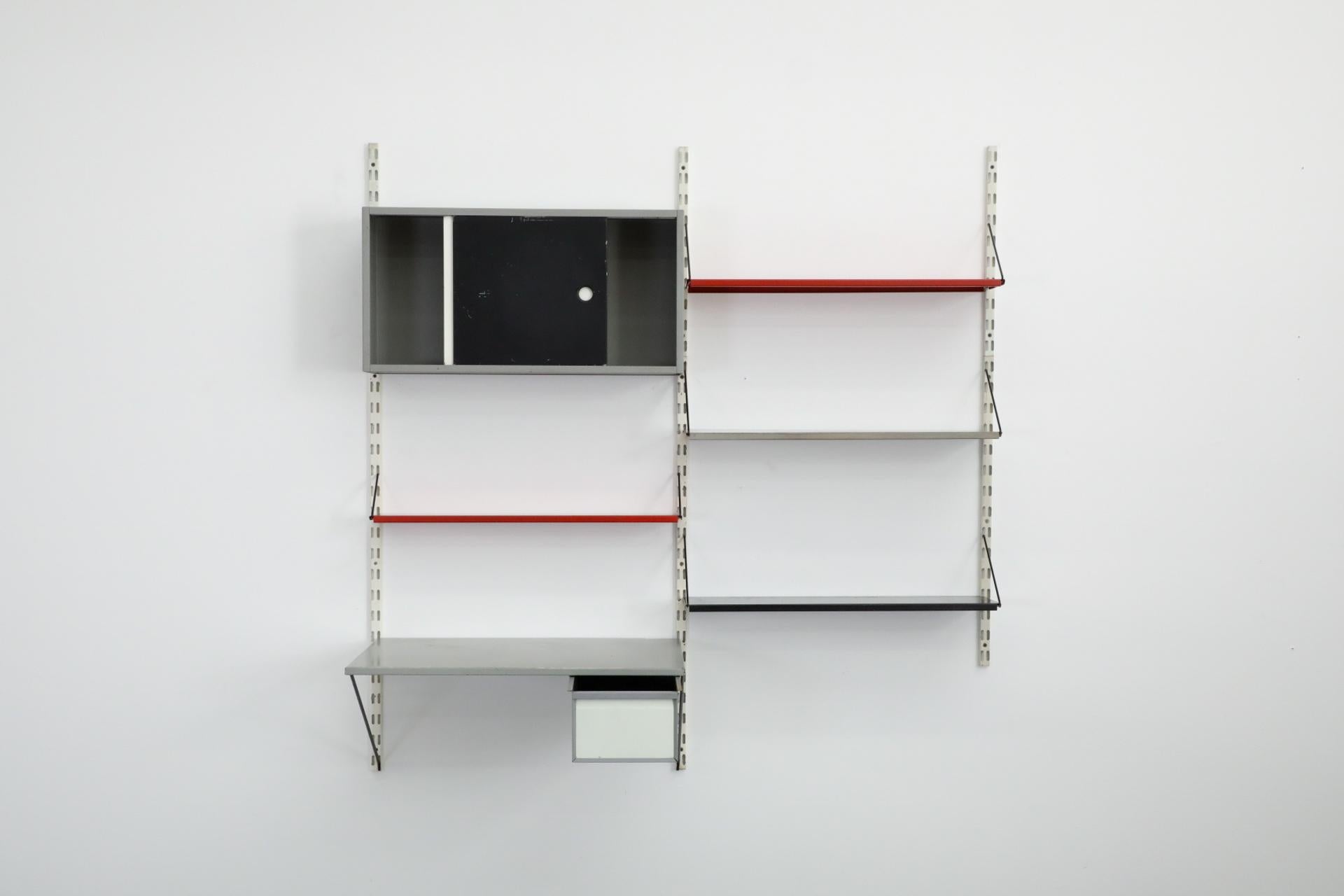 Mid-Century Modern Dutch Mid-Century Pilastro Two Section Wall Unit with Desk and Cabinet For Sale