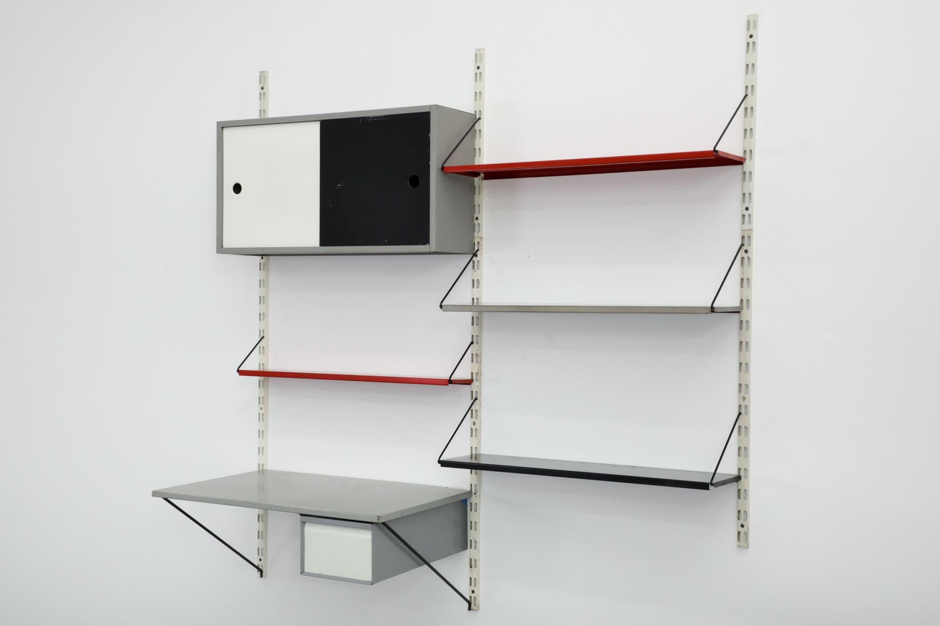 20th Century Dutch Mid-Century Pilastro Two Section Wall Unit with Desk and Cabinet For Sale