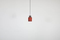Colgante de techo de cerámica esmaltada roja holandesa de mediados de siglo con recortes