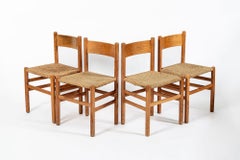 Mid Century Dutch Side Chairs by Johan van Heuvel, Oak & Wicker, 1960
