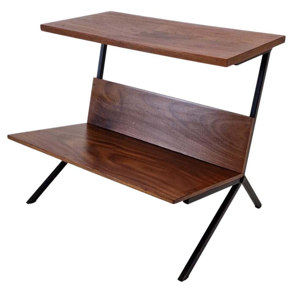 Walnut Side Table W/ Magazine Rack By Arthur Umanoff at 1stDibs