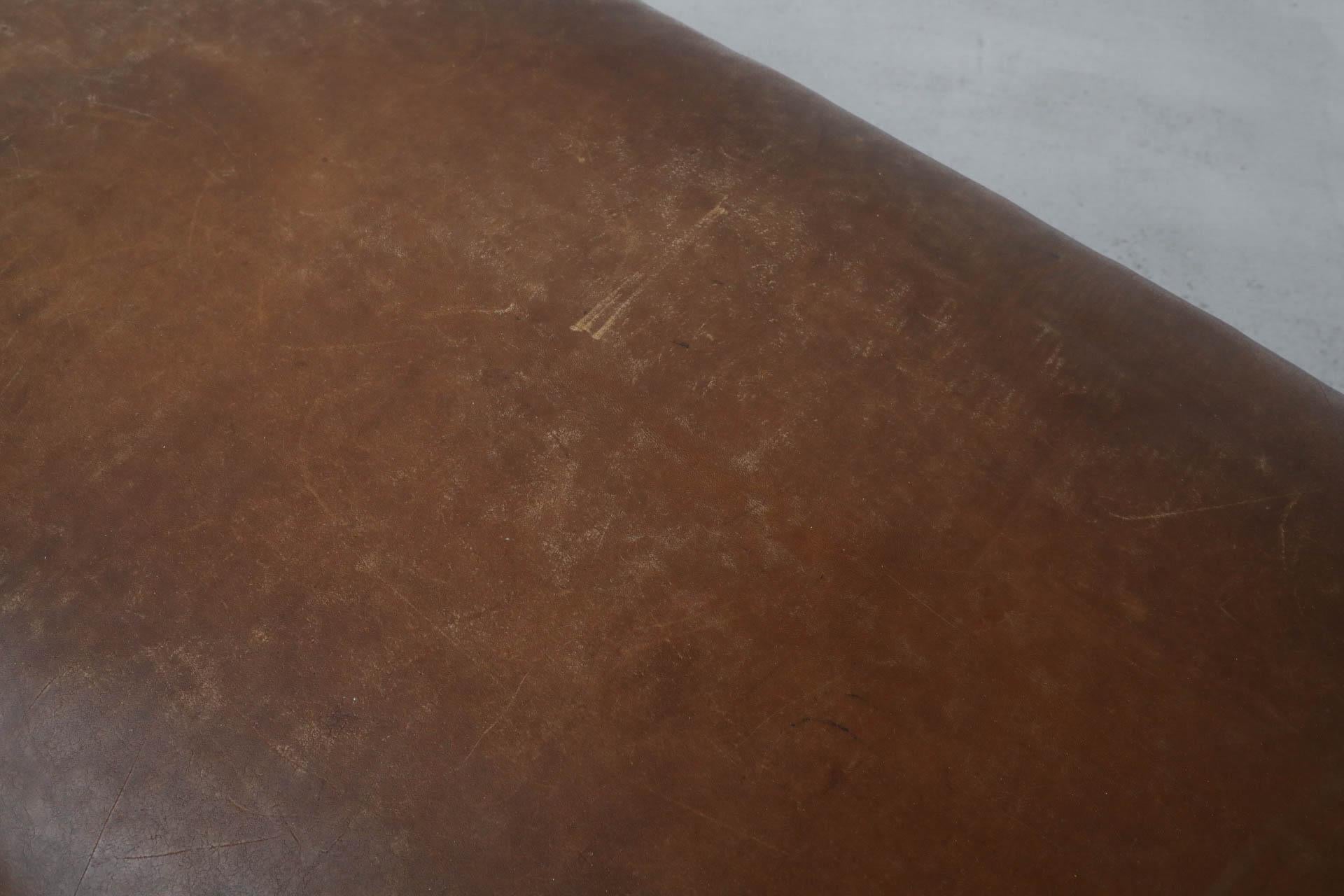 Panca da ginnastica impilata in Oak e Teak della metà del secolo scorso con piano in pelle in vendita 5