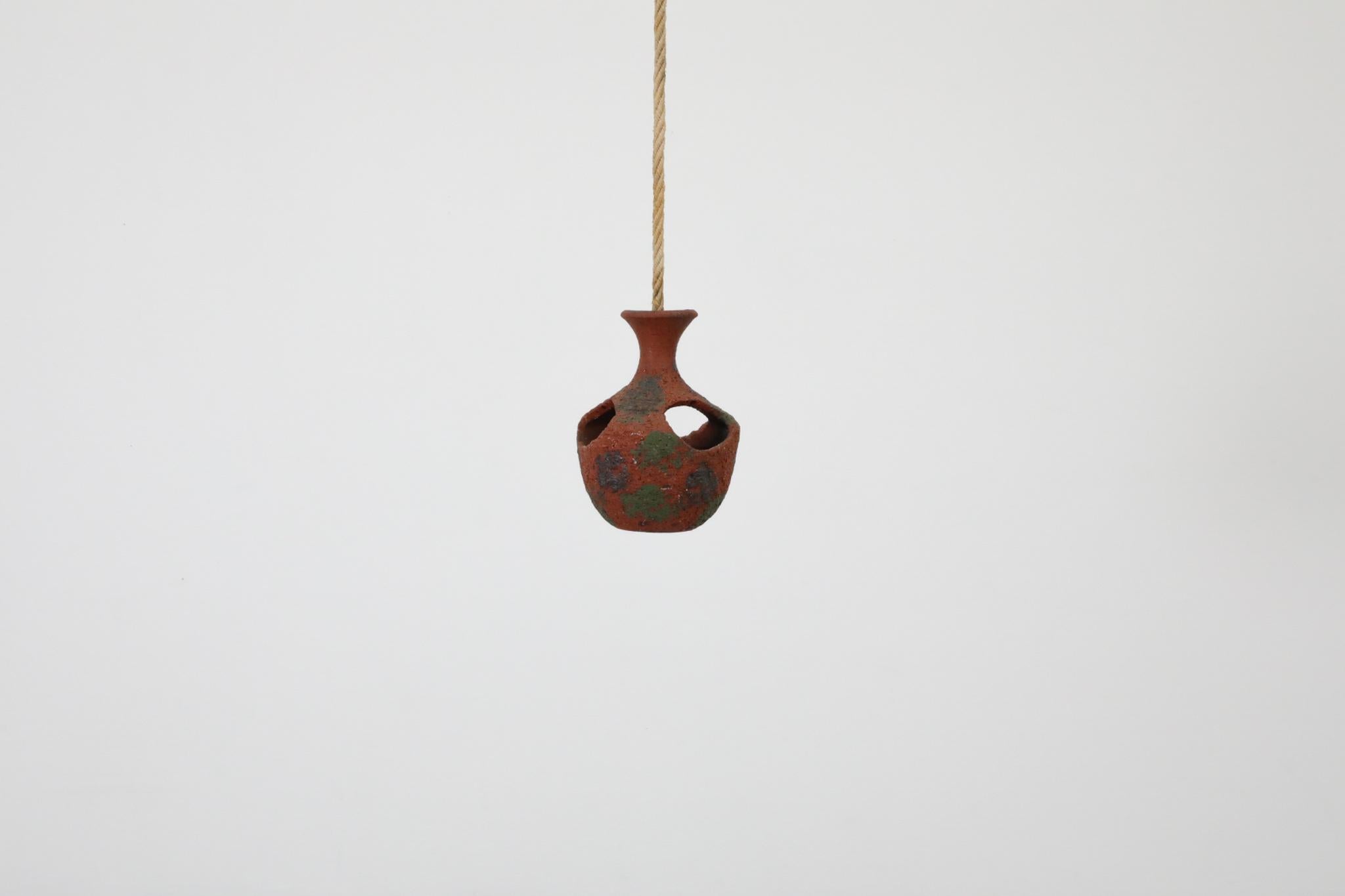 Hand-Painted Mid-Century Dutch Terracotta Hanging Ceramic Planter or Bird's Nest, 1970's For Sale