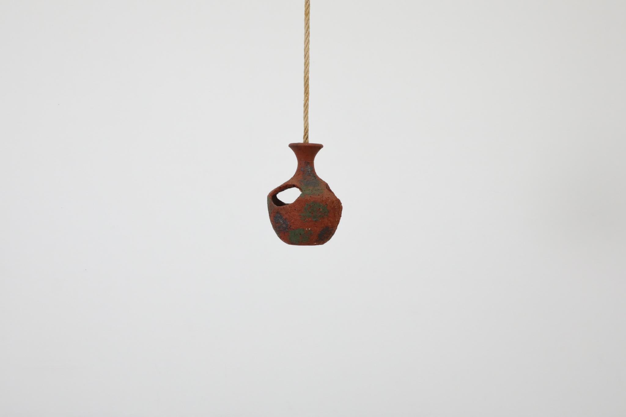 20th Century Mid-Century Dutch Terracotta Hanging Ceramic Planter or Bird's Nest, 1970's For Sale